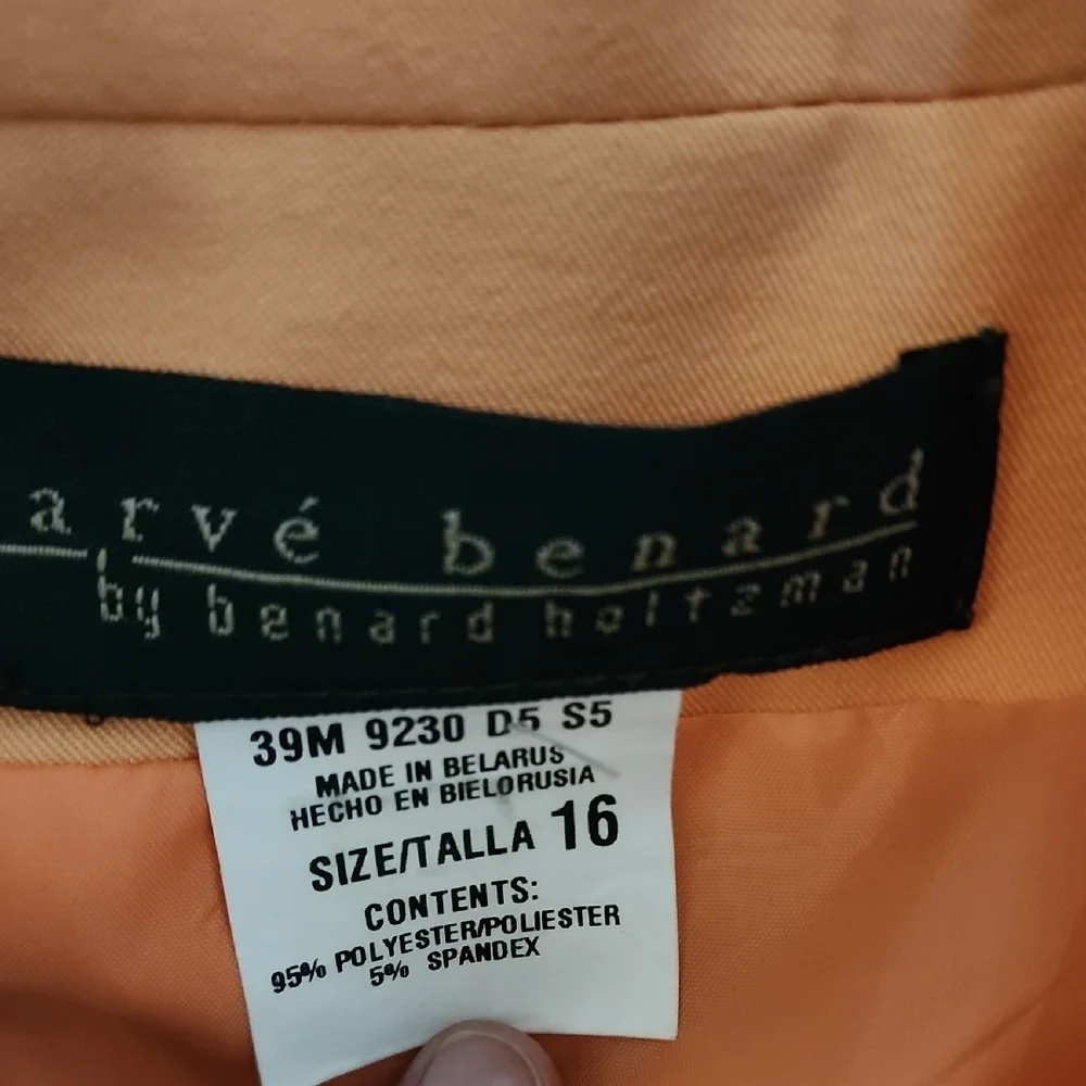 Harve Benard Peach Tailored Set Blazer & Pants Size 16 Vintage Chic Power Suit